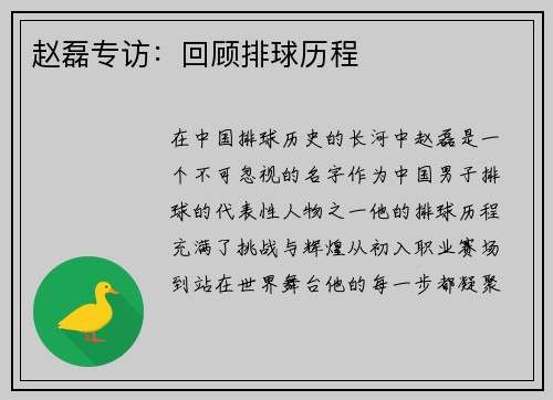 赵磊专访：回顾排球历程